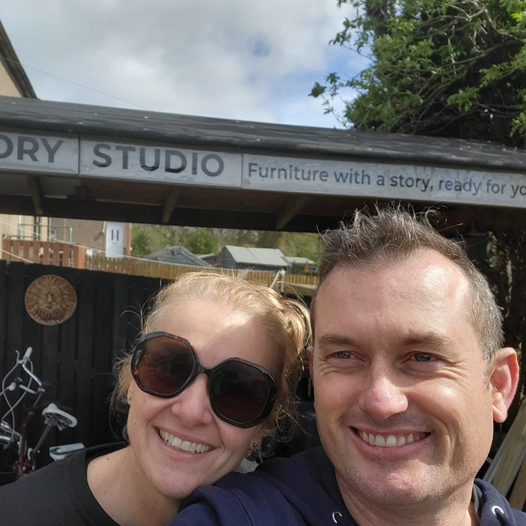 Furniture artist and restorer and abstract painter come together as a husband and wife creative team.