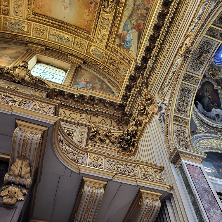 Photo taken by Cary of the ceiling in St. Peters Basilica in Rome.